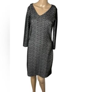 RW&CO textured sheath B&W midi dress,Sm,thick and stretchy,v neck,back zip event